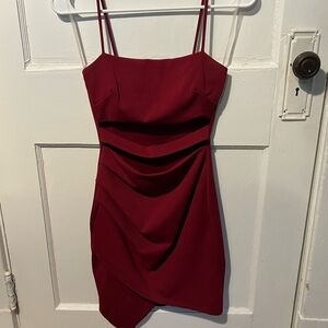 Red Sleeveless Asymmetrical Dress